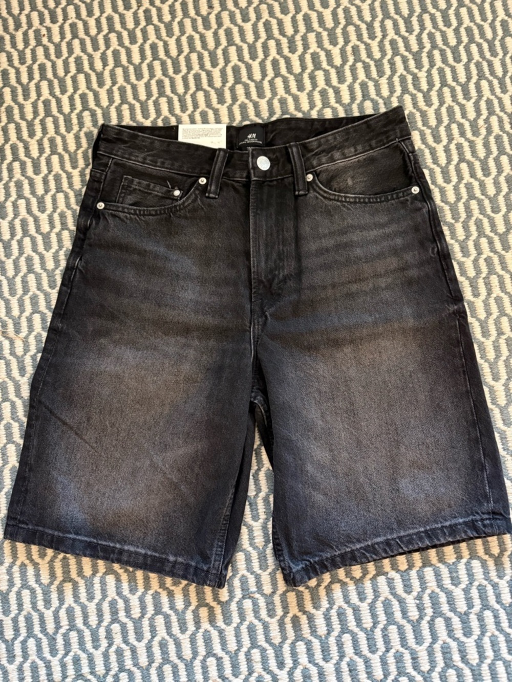 H&M Men's Washed Black Denim Shorts